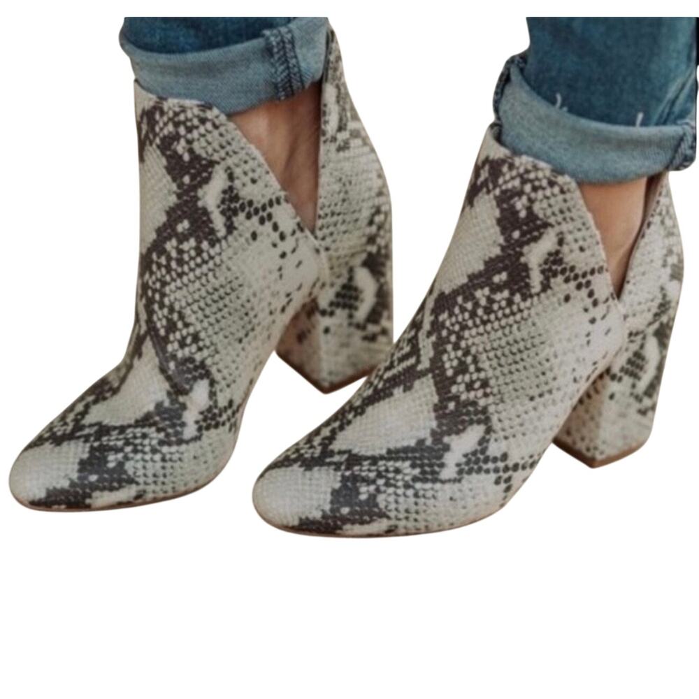Steve Madden Rockstar Snakeskin Booties - Black and Cream SIZE 8